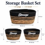 decorative storage baskets set of 3 black seagrass Lebanon