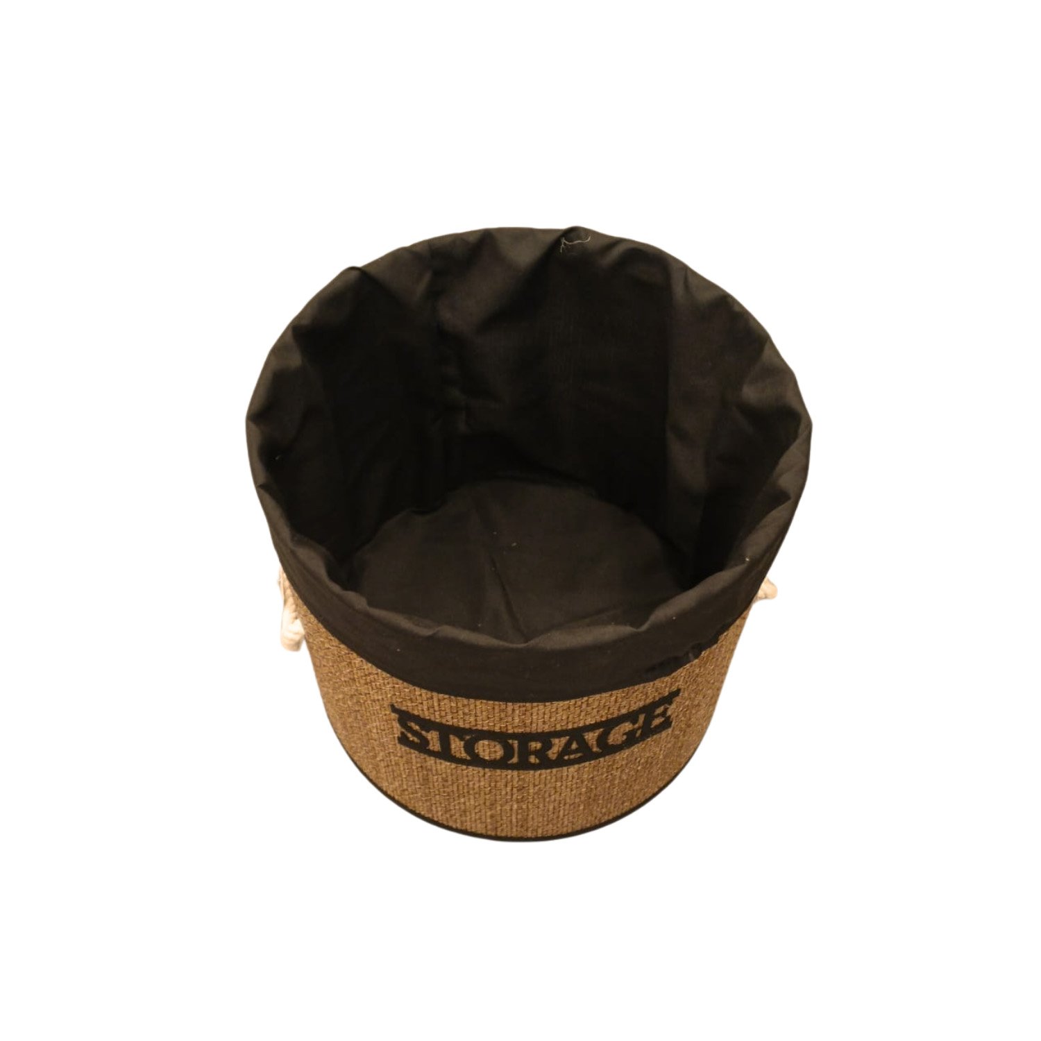 Round Bamboo Storage Basket with Removable Fabric Liner 35cm