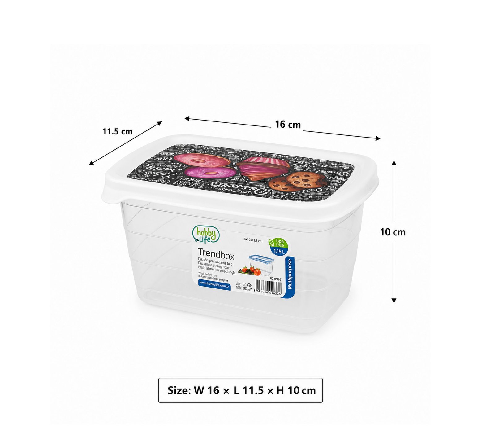 Food Storage Box 1.15L with Printed Lid