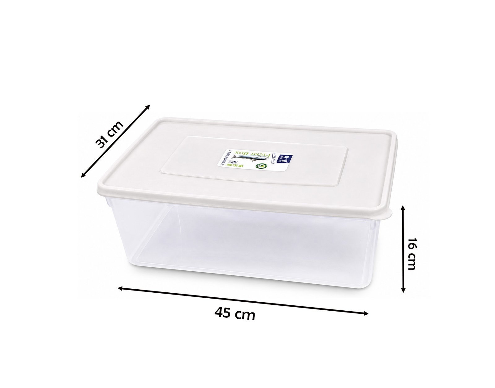 Clear Plastic Storage Box with White Lid 18L