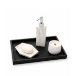 rectangular marble-look decorative tray for perfumes, jewelry, candles,