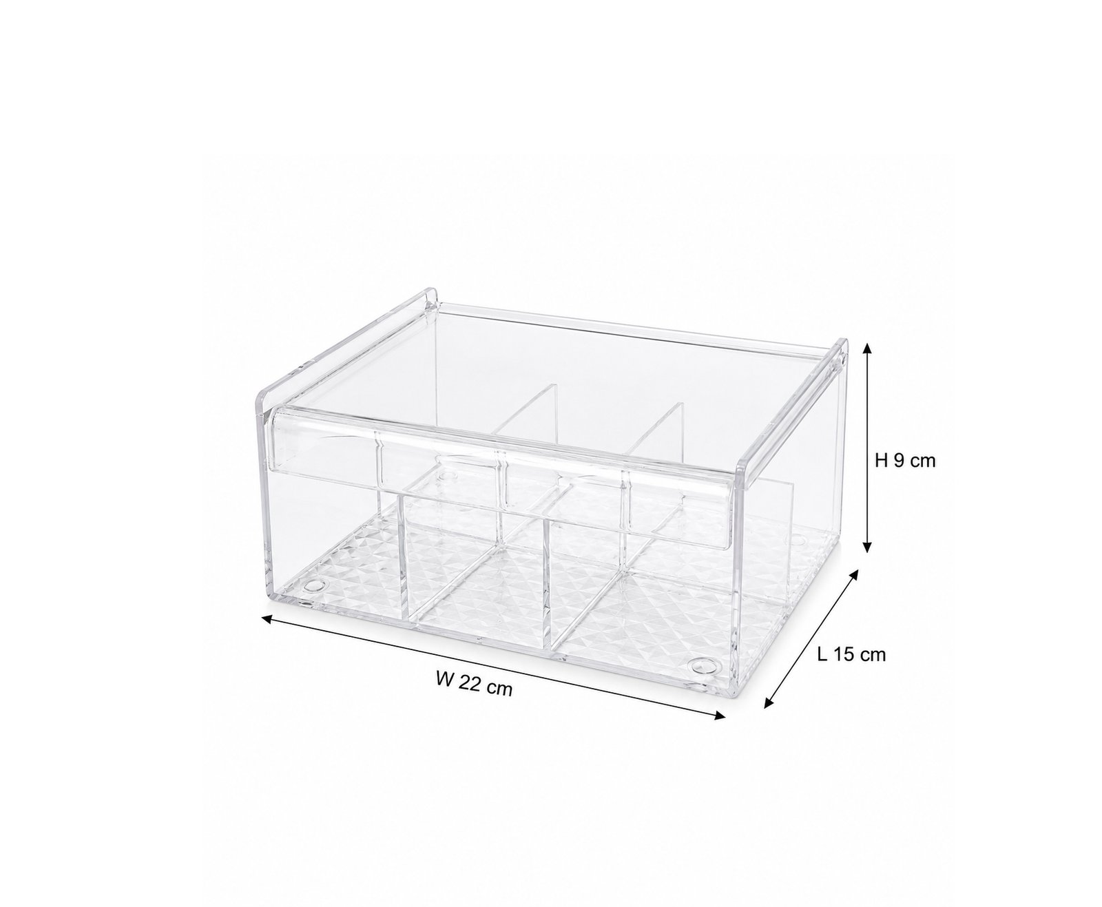 Clear Plexi 6-Compartment Tea Bag Organizer with Hinged Lid