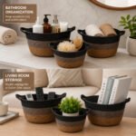 Storage Baskets Set of 3 with Handles – Handwoven Seagrass
