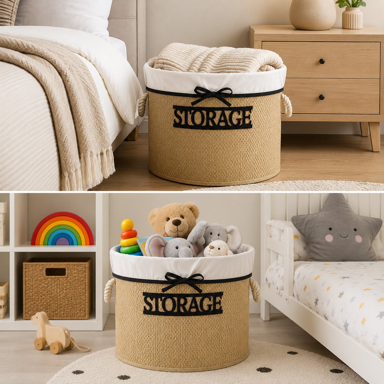 Storage Basket with Removable Fabric Liner 35cm