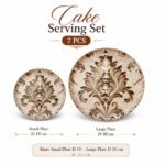 ceramic cake serving set with gold rim