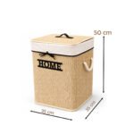Bamboo Storage Basket with Lid Natural Woven Organizer