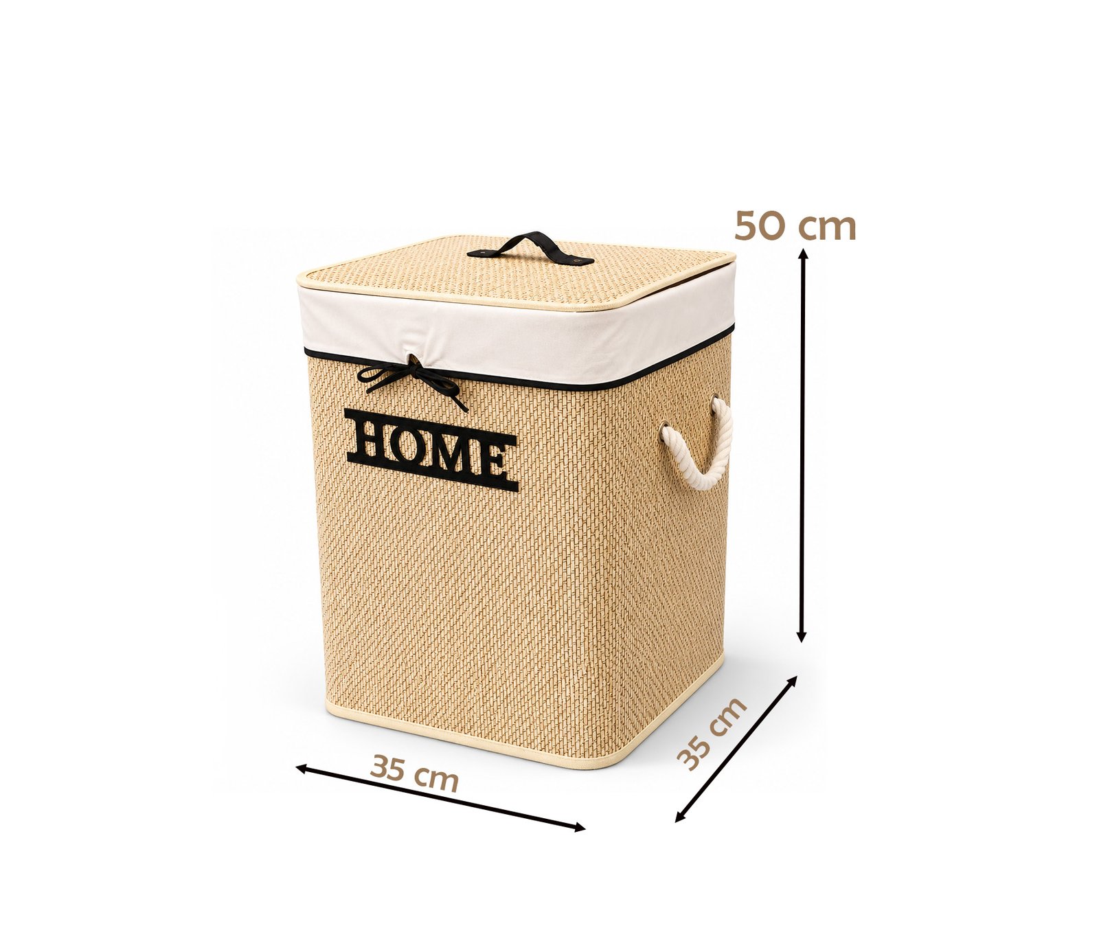 Bamboo Storage Basket with Lid Natural Woven Organizer