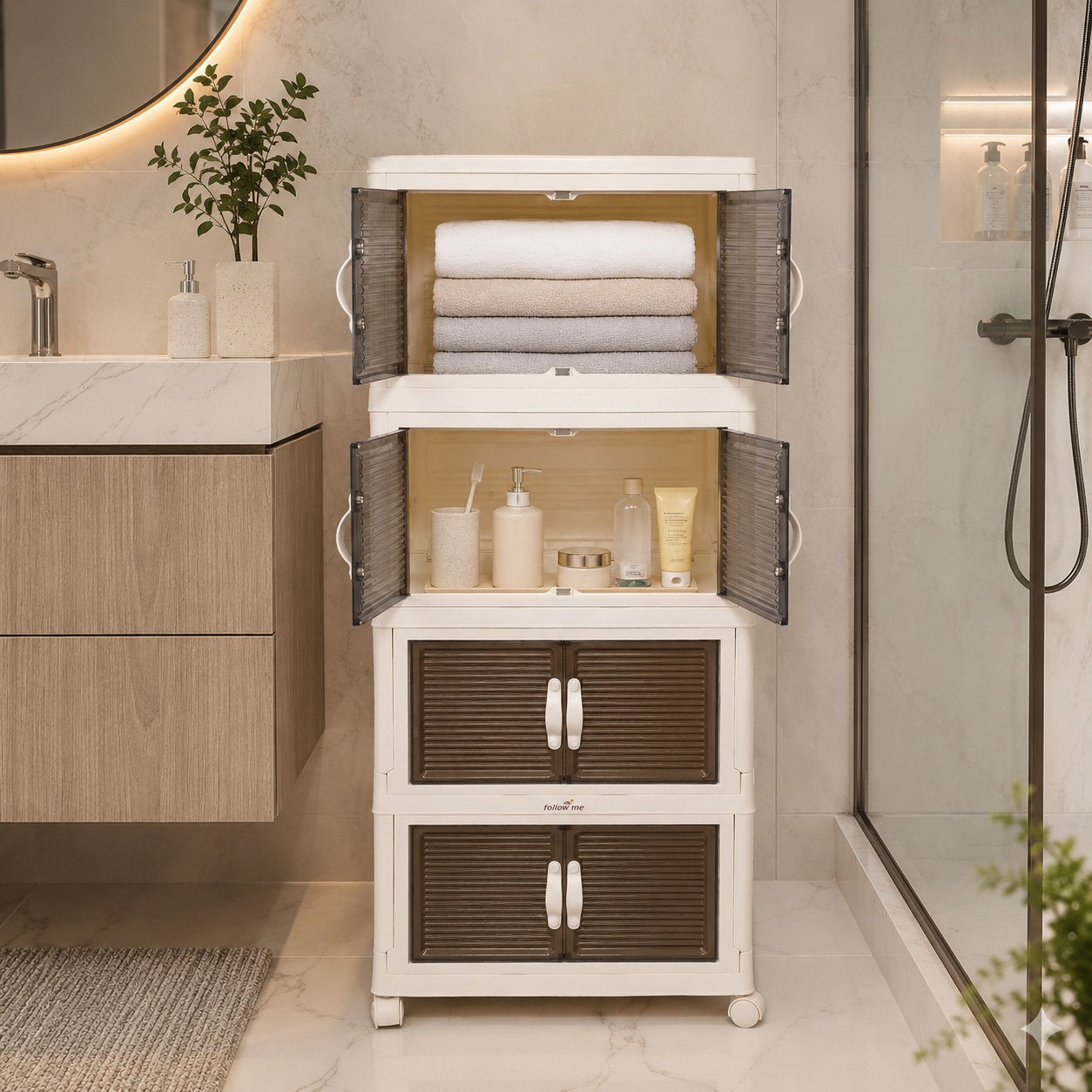 4 Tier Stackable Storage Cabinet 160L Dark Grey