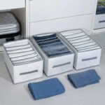 Foldable Drawer Dividers 8 Grids Gray White Wardrobe Organizer