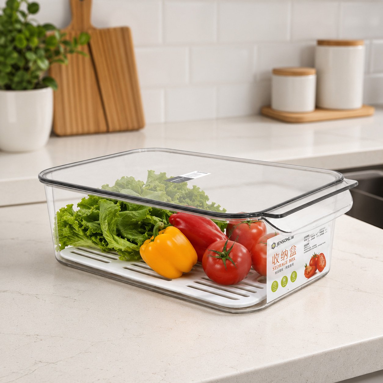 Fridge Storage Box with Drain Tray