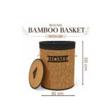 Bamboo Storage Basket with Lid Natural Woven Organizer