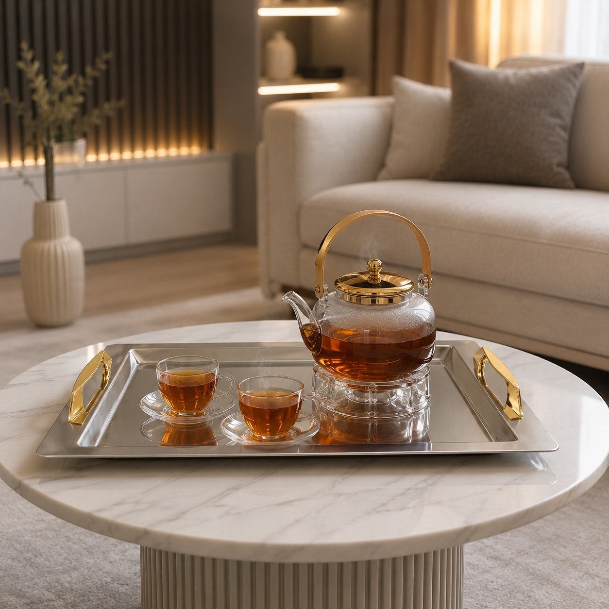 Gold Stainless Steel Serving Tray DH-03234 48.5cm