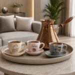 Coffee Cup Set 12 Pcs with Saucers Ceramic Coffee-Themed Designs