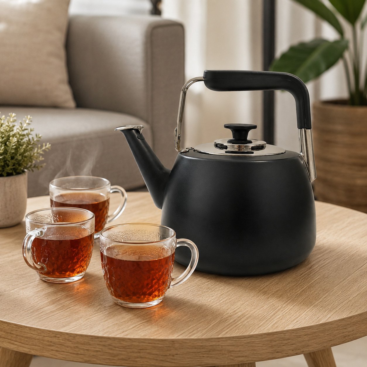 Dosthoff 2L Matt Black Stainless Steel Tea Kettle