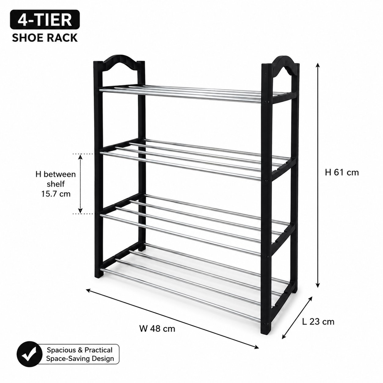 Shoe Rack Plastic Frame Carbon Steel Rods