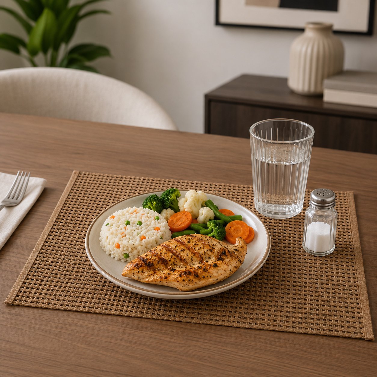 Straw Table Placemat 45x30cm Beige Brown
