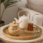 Glass Sugar Bowl with Wooden Lid and Spoon 8 cm
