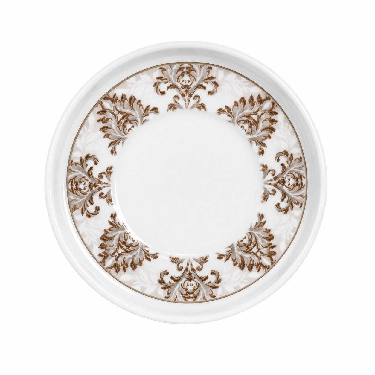 white and gold ceramic dessert bowl set including 6 bowls, 6 matching saucers, and 6 stainless-steel gold spoons f