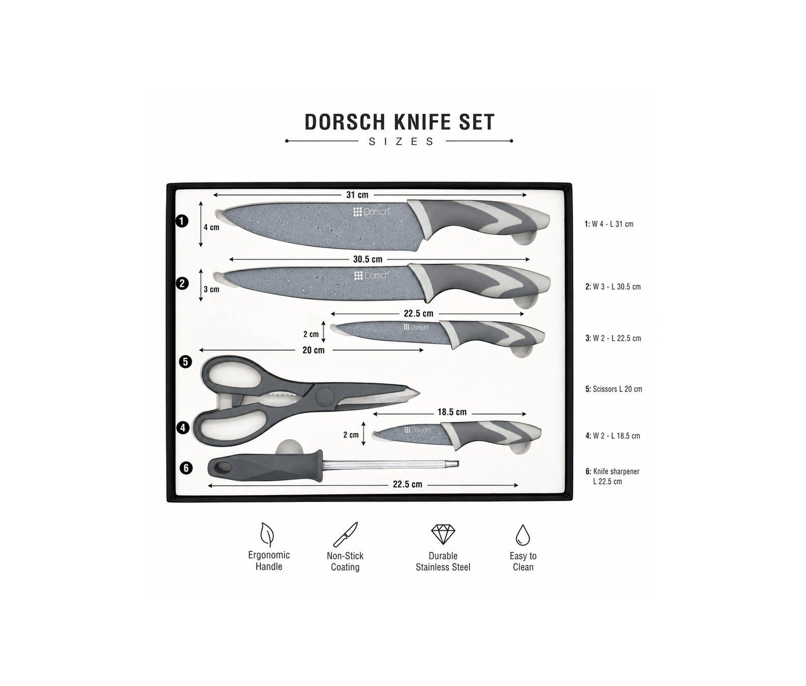 Dorsch Marble Knife Set 6 Pcs DH-04661