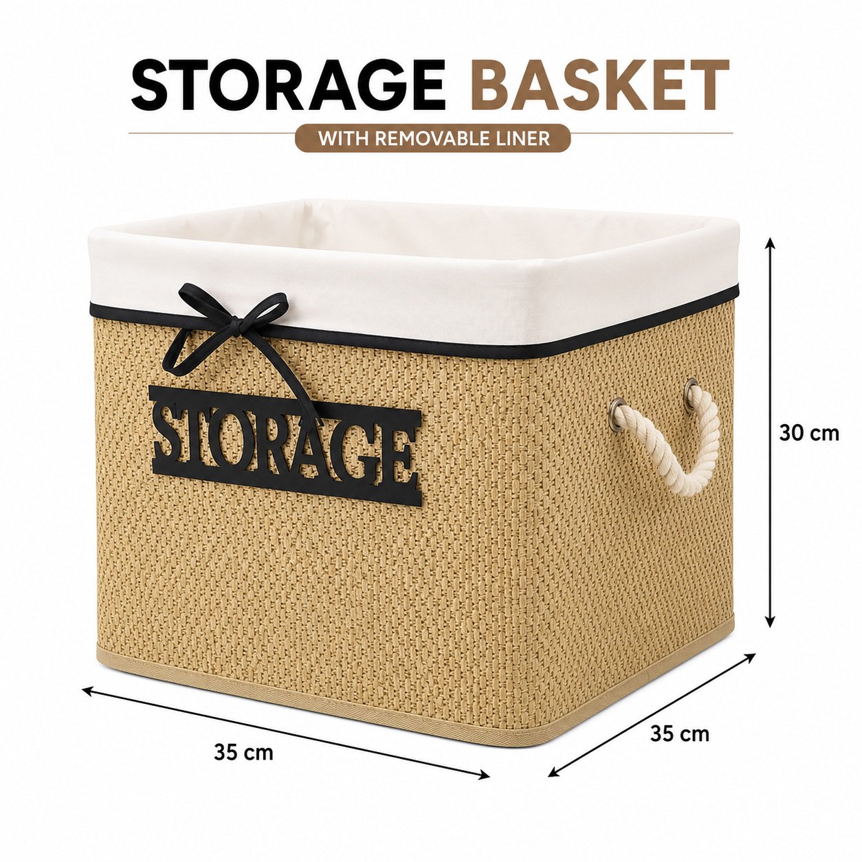 Storage Basket with Removable Fabric Liner 35cm