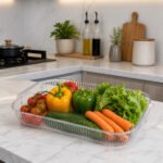 Serving Tray 41 cm with Handles - Clear Ribbed Design