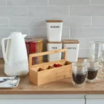 Bamboo Tea Bag Organizer with 4 Compartments