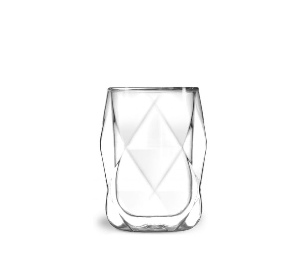 Borosilicate Double Wall Glass Set of 2 Diamond Shape 250ml