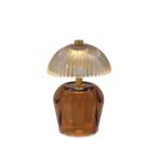 Glass LED Mushroom Table Lamp Purple D10 x H14.5 cm