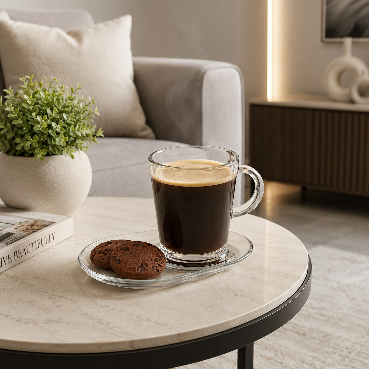 Barista 400ml Tempered Glass Mug Set with Saucers