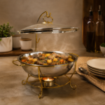 Stainless Steel Chafing Dish With Gold Stand