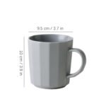 Grey 470ml ceramic mug with vertical ribbed design and ergonomic handle