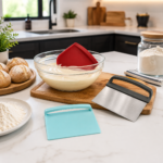 3-in-1 pastry scraper set with dough cutter, bench scraper and bowl scraper