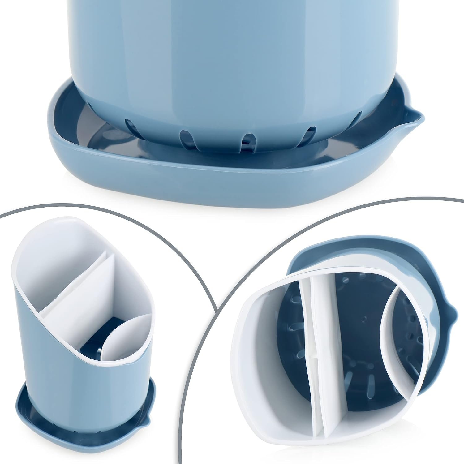 3 Compartment Cutlery Draining Basket Holder