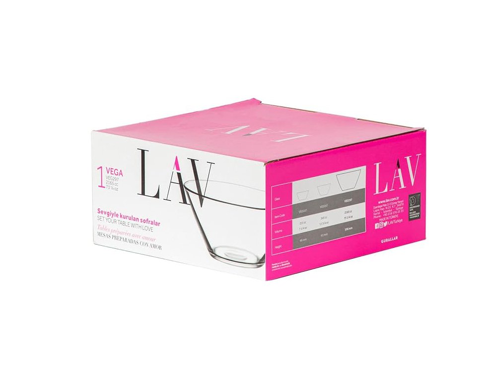 LAV Vega Clear Glass Salad Bowl 2165 ml