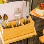 Bamboo Silverware Caddy with Napkin Holder