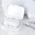 Portable Soap Dish with Lid and Removable Draining Tray