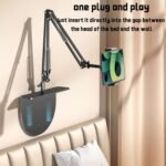 long-arm metal desktop phone and tablet stand with weighted round base