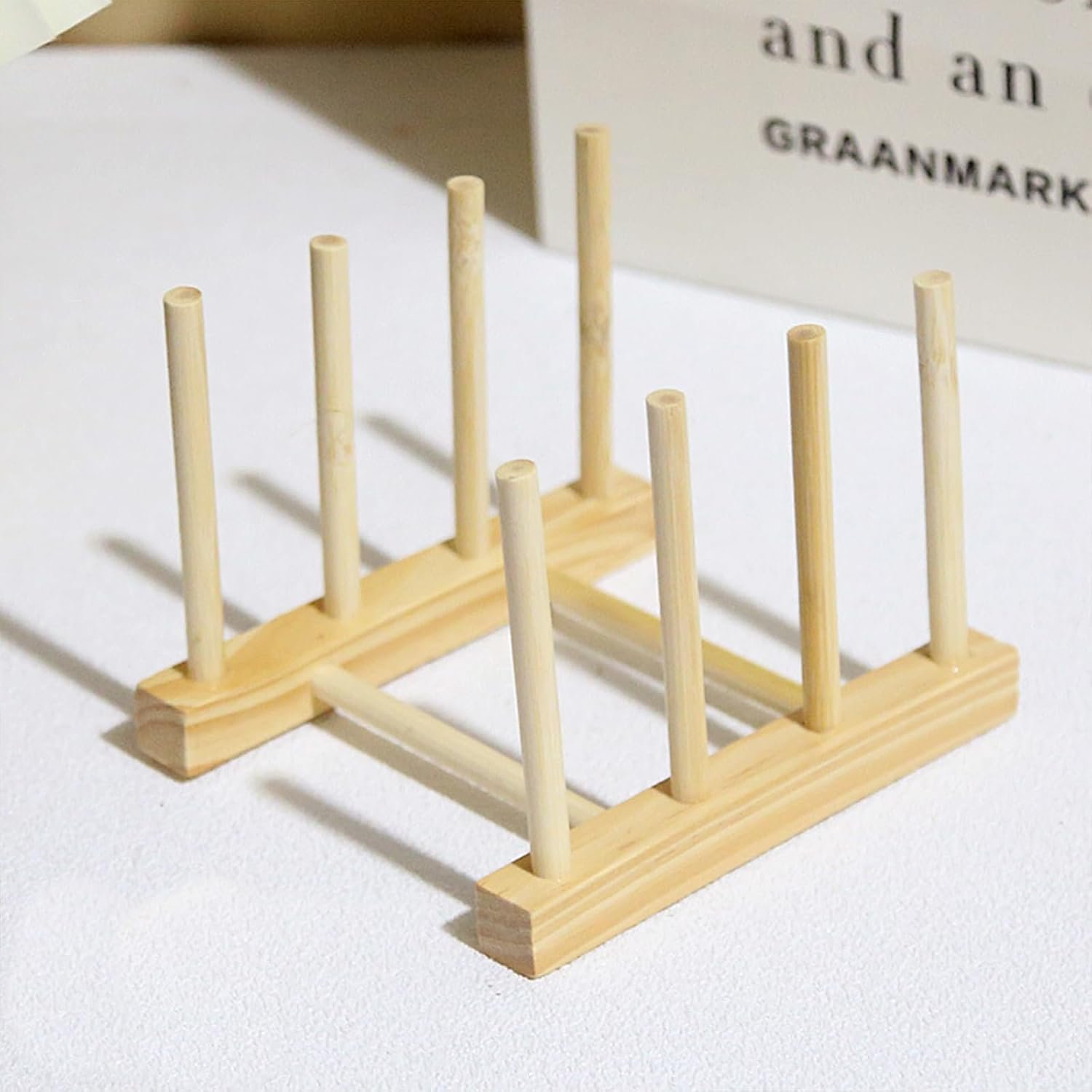 Bamboo Wood Dish Rack Holder 3 Sections