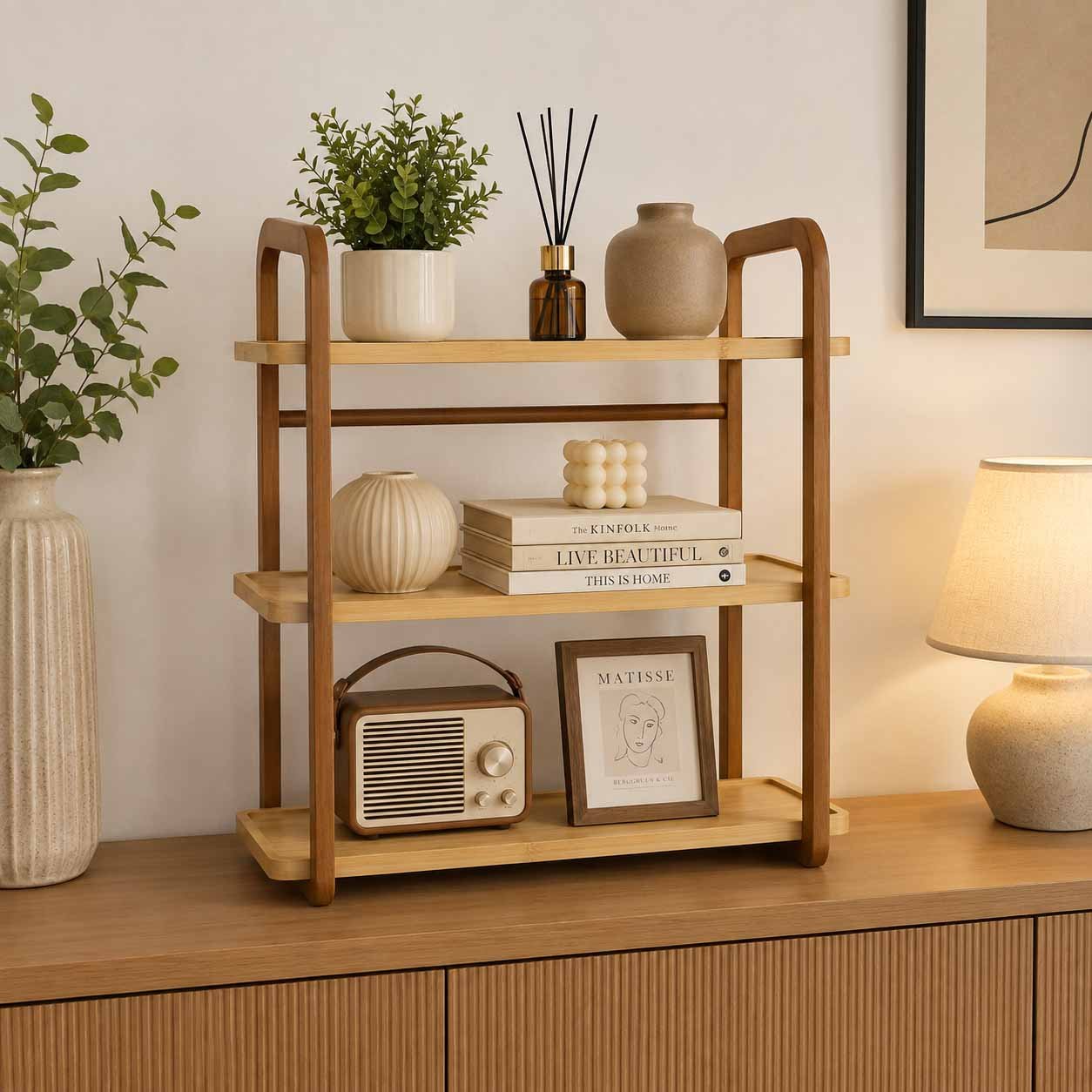 3-Tier Multipurpose Wooden Organizer Stand