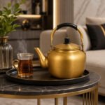 Gold Aluminium Tea Kettle With Lid 1.5 L