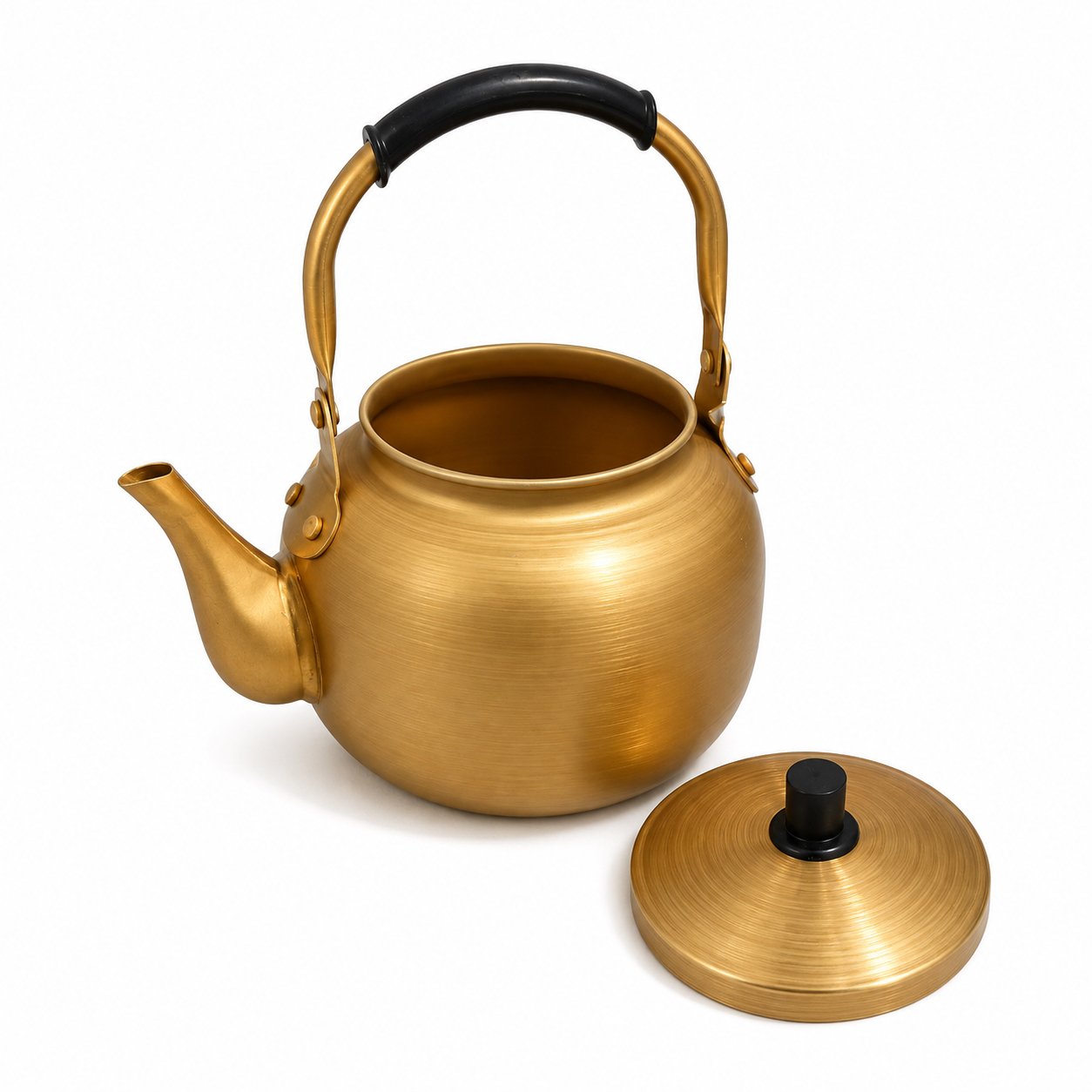 Gold Aluminium Tea Kettle With Lid 3 L