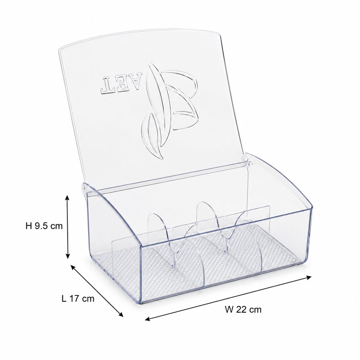 6-Compartment Clear Plastic Tea Bag Organizer