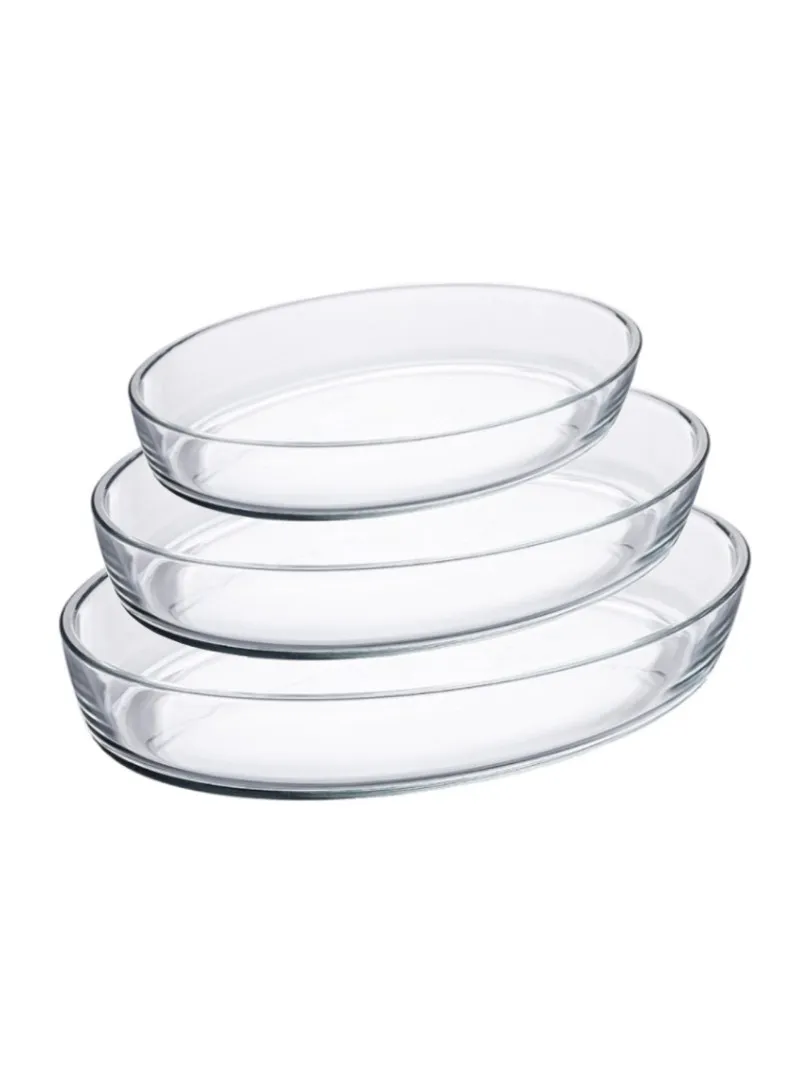 Large Oval Glass Baking Dish Set of 3 Pieces