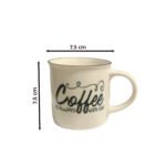 Set of 12 light beige ceramic Coffee Shop mugs with black rim