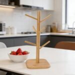 Bamboo Mug Tree Stand with 6 Hooks