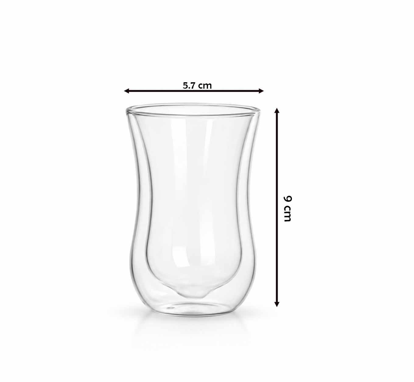 Set of 2 Double Wall Glass Teacups 100 ML