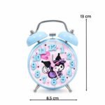 Light Blue Twin Bell Cartoon Alarm Clock 13 cm