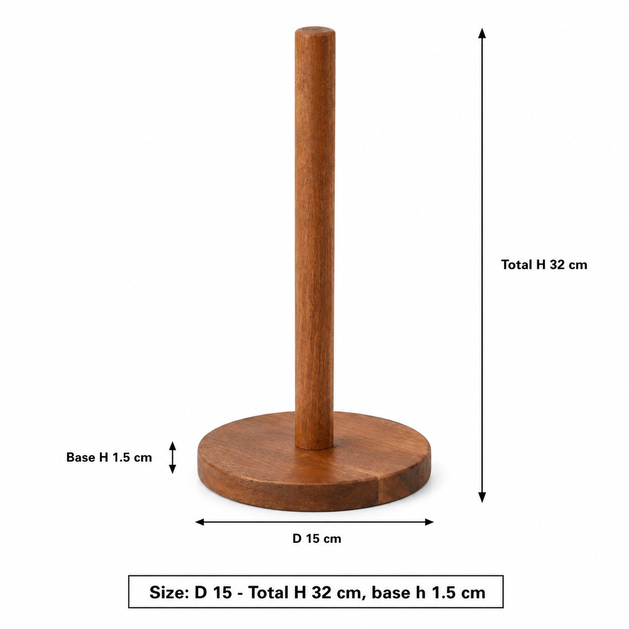 Acacia Wood Paper Towel Holder with Round Base