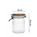 Ribbed Glass Storage Jar with Bamboo Lid