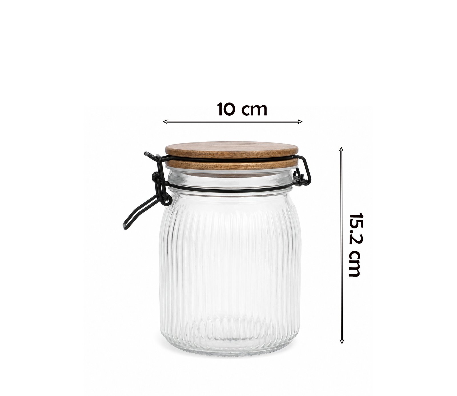 Ribbed Glass Storage Jar with Bamboo Lid
